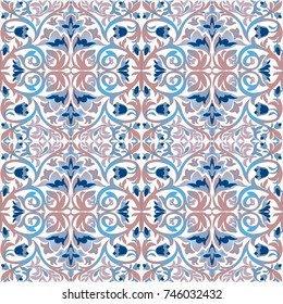 Old ceramic tile wall patterns texture. Colorful ethnic patterned background. Arabesque vector ornament.