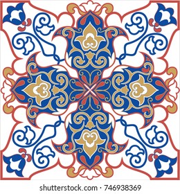 Old ceramic tile wall patterns texture. Colorful ethnic patterned background. Arabesque vector ornament.
