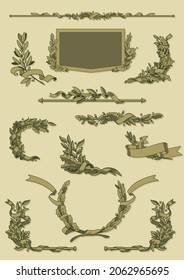Old Certificate, Diploma, Securities Decorative Elements Vector Set