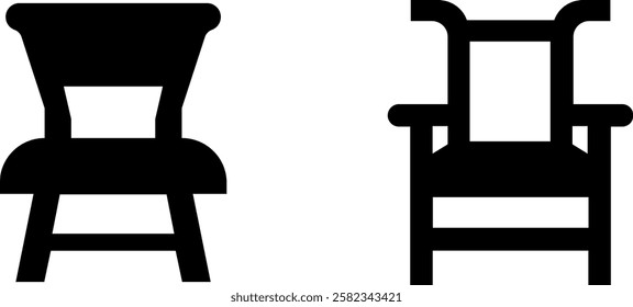 Old Chair Vector Icon Set – Vintage and Antique Furniture Designs