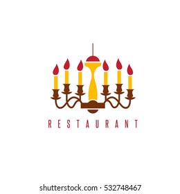 old chandelier with candles vector design template