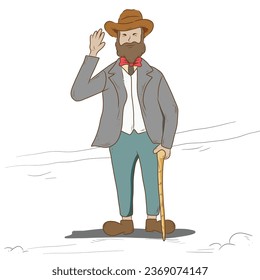 Old character businessman cartoon vector