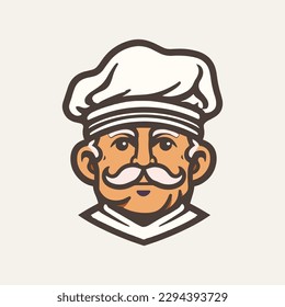 old chef with moustache logo design