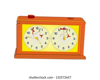 Old chess clock isolated on white