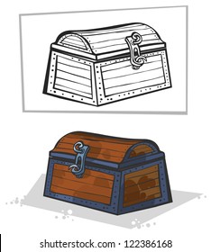 Old chest. Cartoon style.