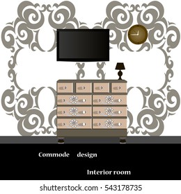 Old chest of drawers, commode icon, interiror room, symbol furniture, vector illustration
