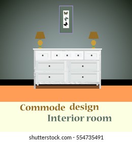 Old chest of drawers,commode design, commode icon, symbol furniture, interior room, commode illustration