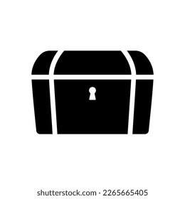 Old chest icon. Black silhouette. Front side view. Vector simple flat graphic illustration. Isolated object on a white background. Isolate.