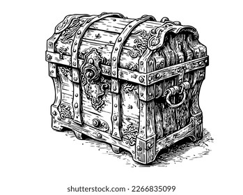 Old chest sketch hand drawn vector illustration. Vintage engraved.