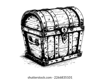 Old chest sketch hand drawn vector illustration. Vintage engraved.