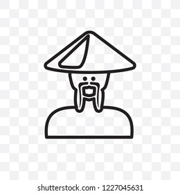 Old chinese man vector linear icon isolated on transparent background, Old chinese man transparency concept can be used for web and mobile