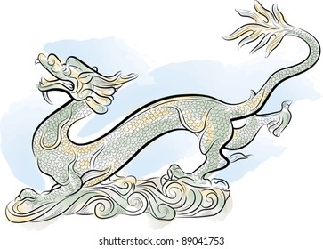 Old Chinese Traditional Dragon, vector illustration