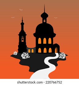 Old church. Vector.