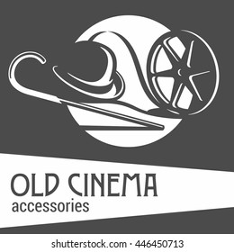 Old cinema accessories. Black and white.