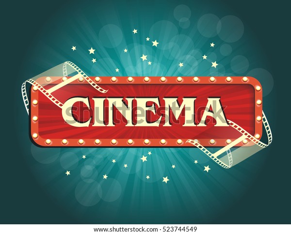 Vector De Stock Libre De Regalias Sobre Anuncio De Cine Antiguo Con Rollo