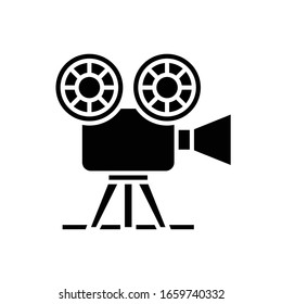 Old cinema black icon, concept illustration, vector flat symbol, glyph sign.