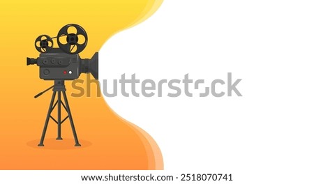 Old cinema camera icon. Flat style. Vector icon.