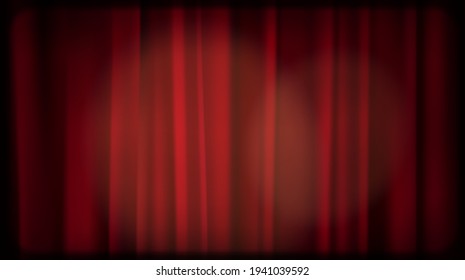 Old cinema red curtain blank Screen. Editable light area. Vintage retro scene like in old time hollywood movies
