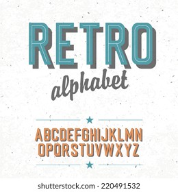 Old cinema styled alphabet. With textured background, vector, EPS10