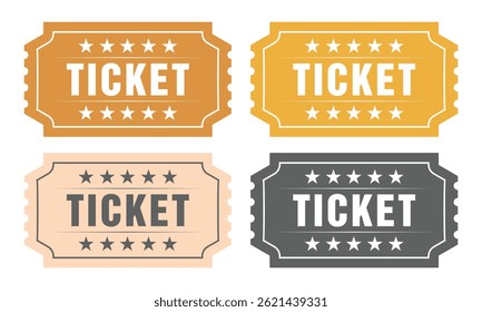 Old cinema ticket template vector illustration