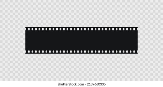 Old Cinematic Frame. Black Photo Roll On Transparent Background. Vintage Camera Reel. Retro Video Seamless Border. Negative Filmstrip. Close-up Cinema Strip. Vector Illustration.