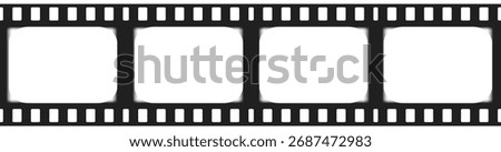 Old cinematic frame, border video film strip. Retro vintage tape empty template with slide. Tape border, grunge textured silhouette. Video photo reel on background 