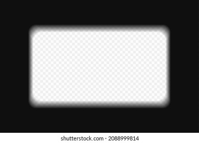 Old Cinematic Frame Overlay Texture On Transparent Background. Blurred Vintage Film Strip. Vector Illustration Of Retro Camera Roll. Aspect Ratio 16:9, Rectangle Border.