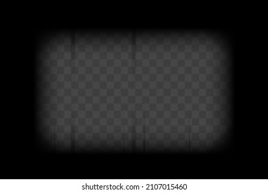 Old cinematic frame transparent overlay mockup. Blank film strip vector illustration.
