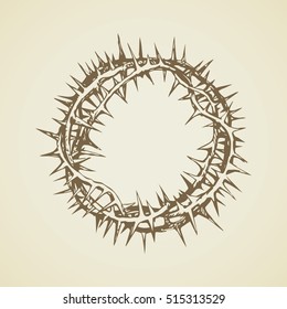 Old circle sharp spikes for redeemer head isolated on white backdrop. Freehand outline black ink hand drawn object sign sketch in art doodle retro style pen on paper. Closeup view with space for text