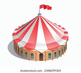 Old circus on a white background. Vector 3d art illustration