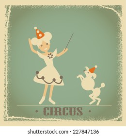 old circus with tamer dog flat