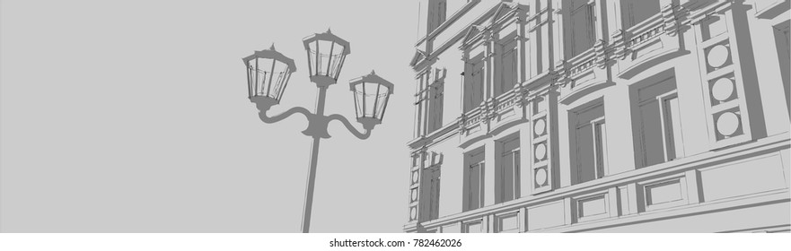 Old city architecture, vector sketch