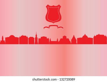 Old city background with coat of arm