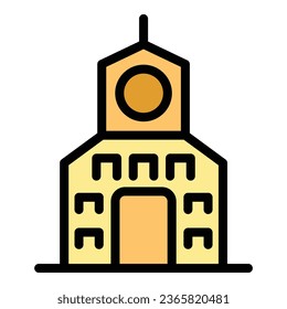 Old city building icon outline vector. Munich skyline. Germany architecture color flat