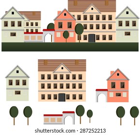 old city building vector illustration in flatten style