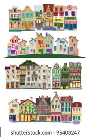 old city facades - big set - cartoon