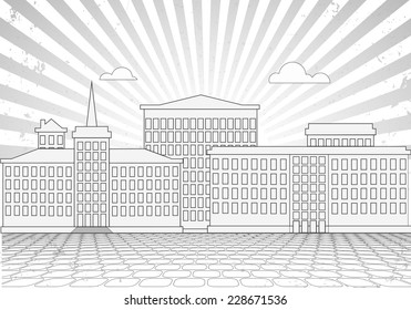 old city graphic drawing