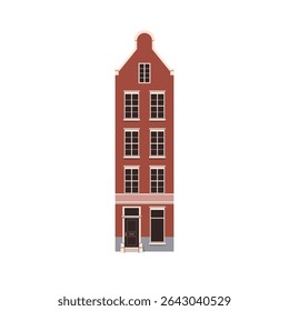 Casa da cidade velha no Reino Unido, Londres. Moradia europeia, fachada histórica. Inglês British building exterior com janelas. Arquitetura europeia. Ilustração de vetor plano isolada no plano de fundo branco