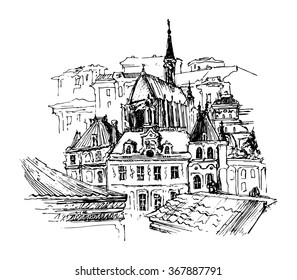 Old city, vector illustration