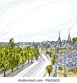 Old city vector illustration.