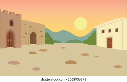 Old City View vector stock illustration