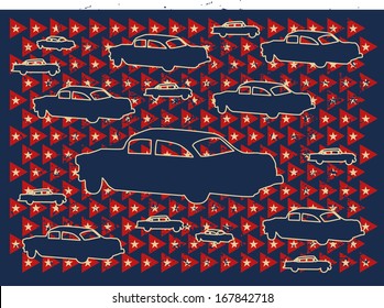 old classic american car havana cuba vector art