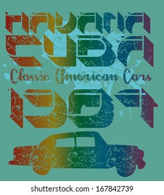 old classic american car havana cuba vector art