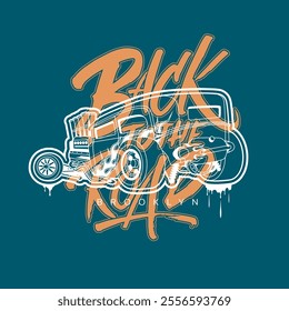 Old Classic car design Vector Graphic illustration.