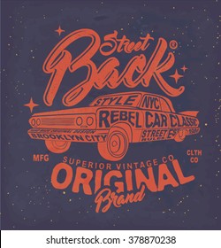 old classic car graphic. original tee print