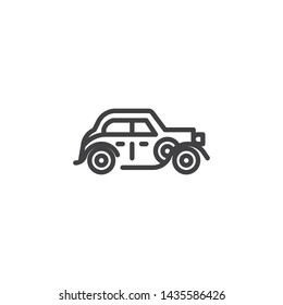 Old classic car line icon. Vintage auto linear style sign for mobile concept and web design. Retro automobile outline vector icon. Symbol, logo illustration. Vector graphics