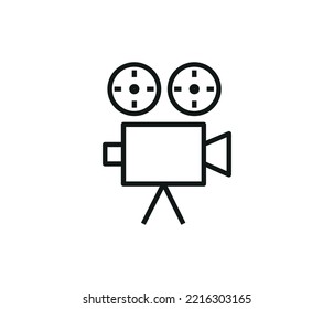 antigua plantilla de icono vectorial de cámara de película clásica.
