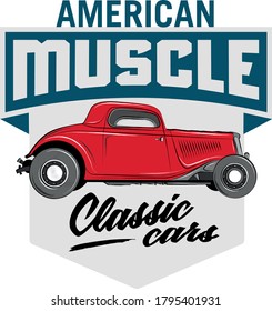 old classic muscle vintage roadster car poster vector illustration event