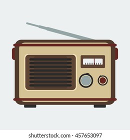 Old Classic Radio | Editable retro vintage vector illustration icon in flat style for nostalgic and electrical related design project