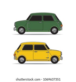 old classic retro car in color vector drawing